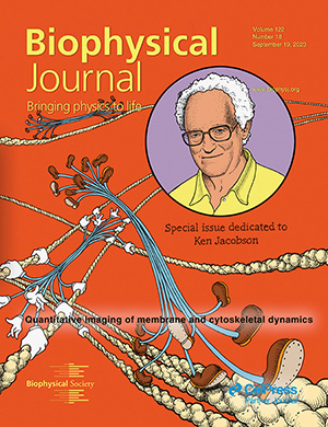 Ken Jacobson tribute and special issue of Biophysics Journalcover, Sent 19, 2023,  
Volume 122, Number 18.